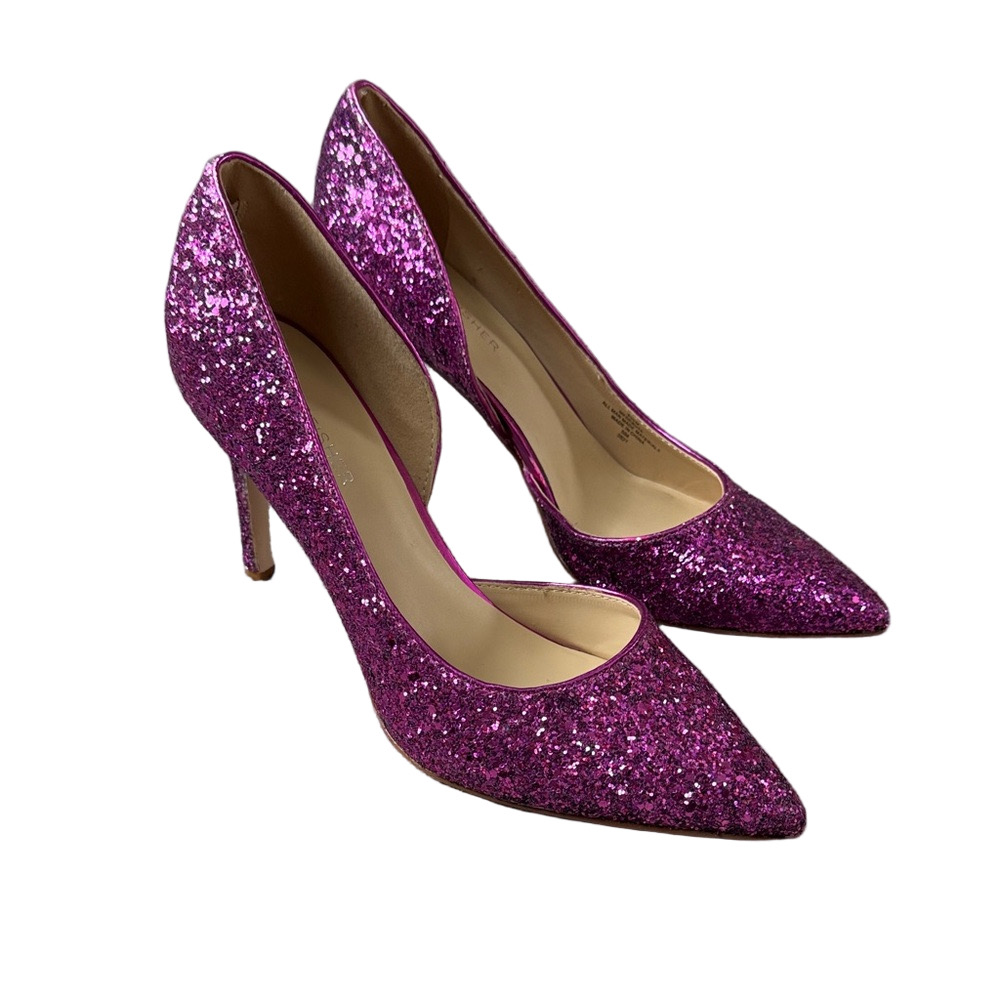 Marc Fisher Debuta Magenta Glitter Pointed Toe Heels Pumps SIZE 8.5